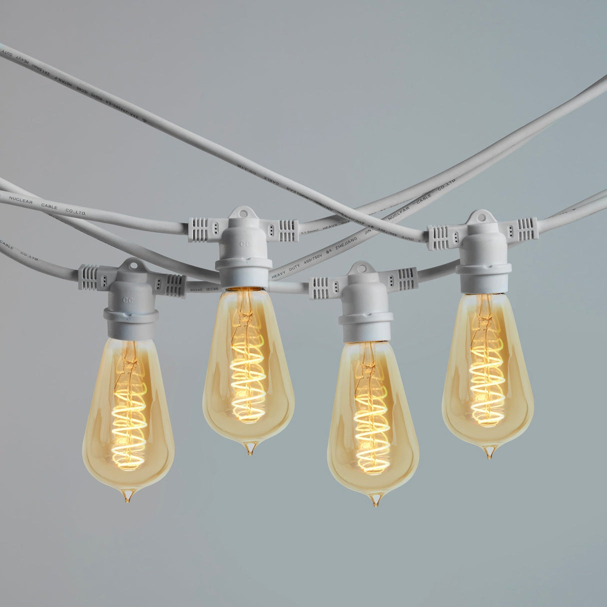 10m White Outdoor Festoon String Lights - LiquidLEDs™ - Festoon String