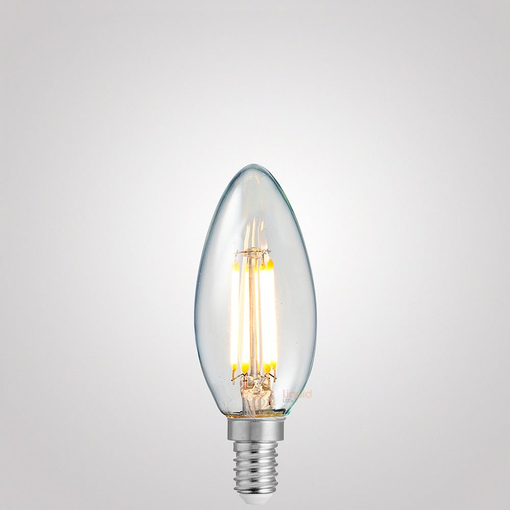 4W Candle LED Bulb E14 Clear in Warm White - LiquidLEDs™ - Candle Bulbs