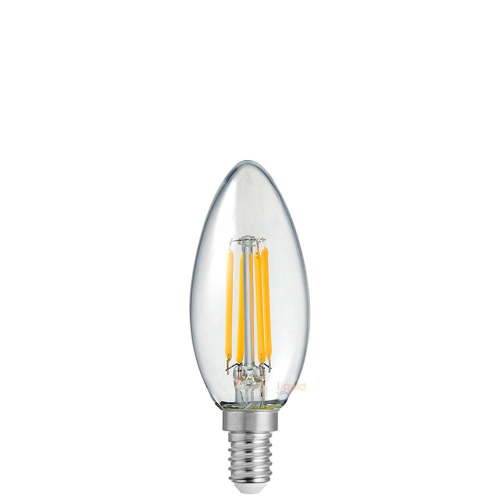 4W Candle LED Bulb E14 Clear in Warm White - LiquidLEDs™ - Candle Bulbs