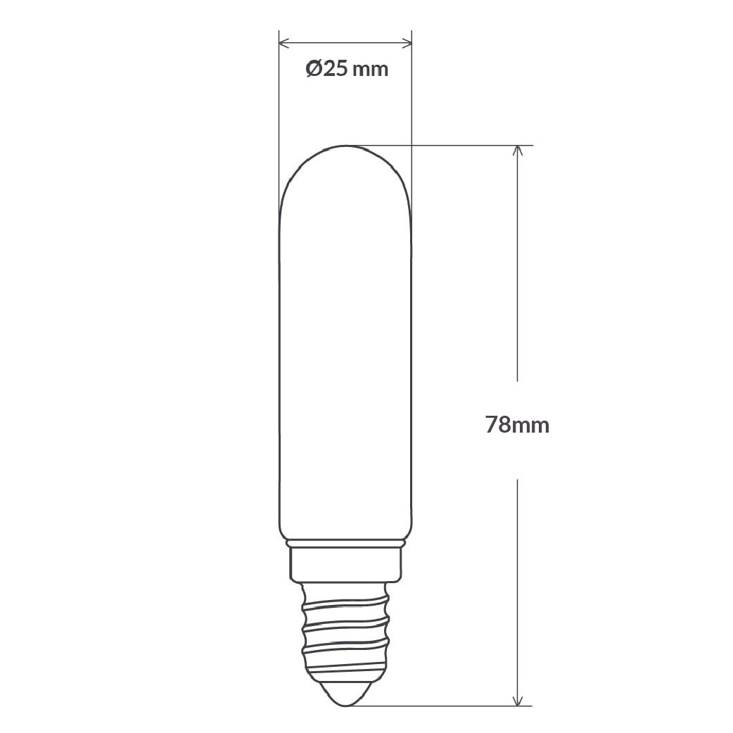 Dulora 4W Tubular LED Bulb E14 Clear in Warm White Dimensions
