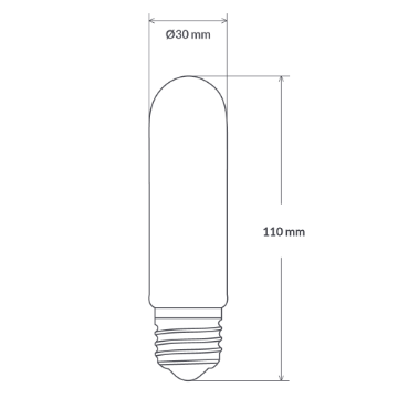 Dulora 4W Tubular LED Bulb E27 Clear in Warm White Dimensions