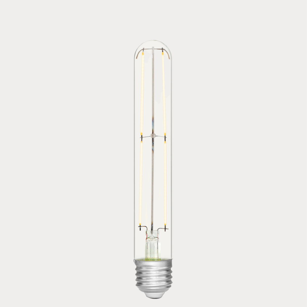 Dulora 4W Tubular Long LED Bulb E27 Clear in Warm White filaments glowing warm white 2700K