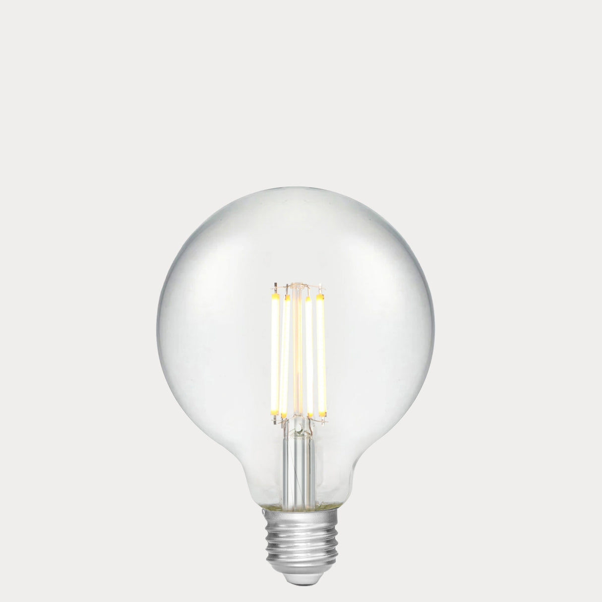 Dulora 7.2W G95 LED Globe E27 Clear in Warm White 2700K filaments glowing