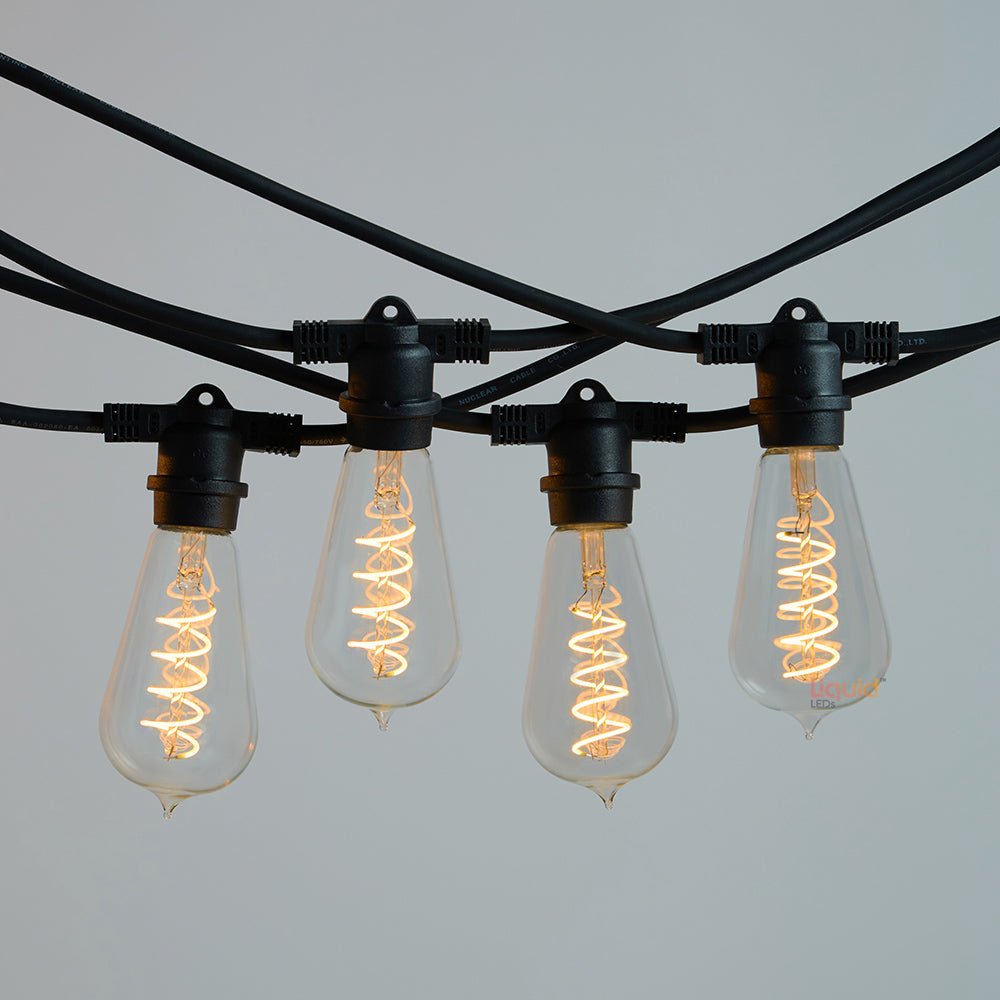 Black Outdoor Festoon String Lights - LiquidLEDs™ - Festoon String