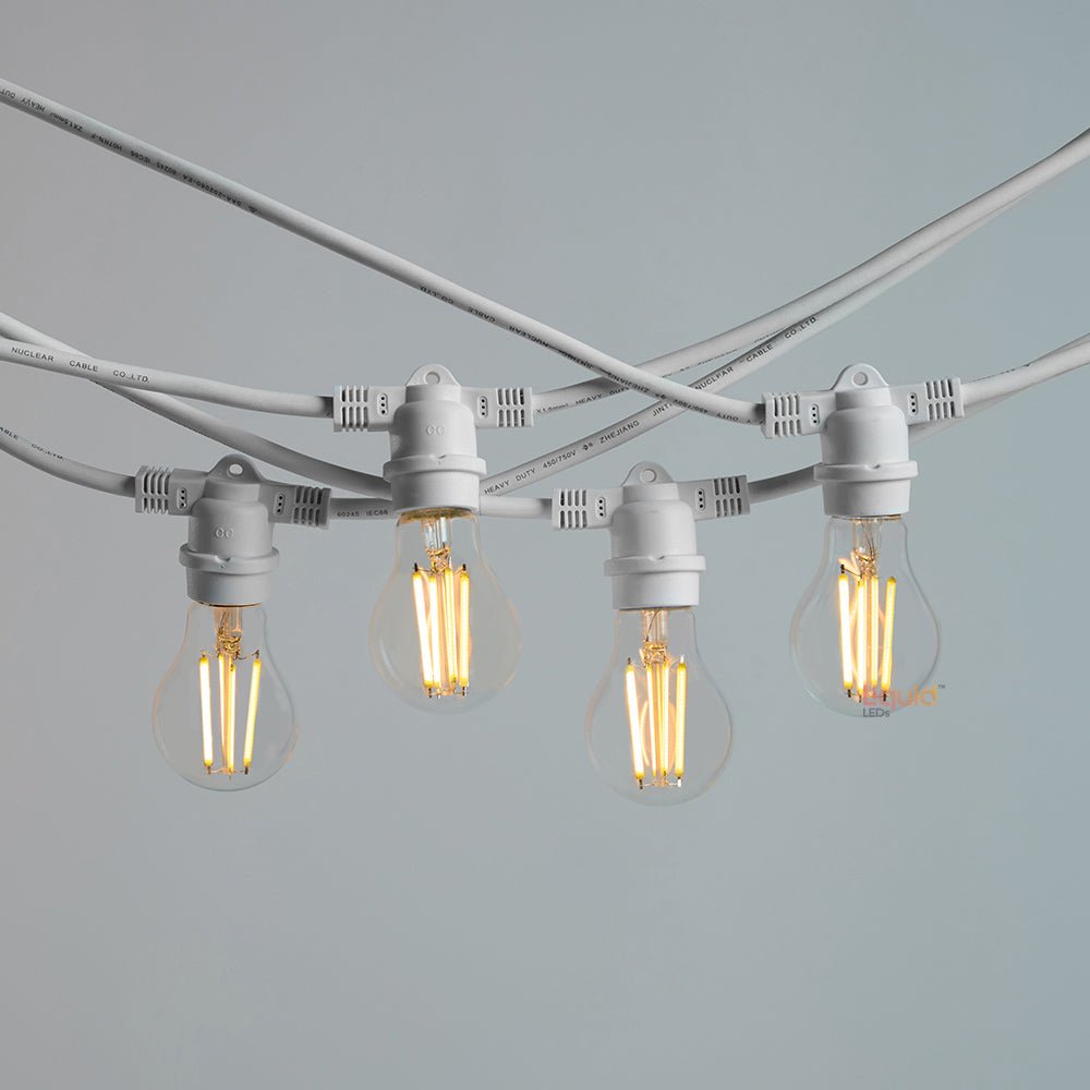 10m White Outdoor Festoon String Lights - LiquidLEDs™ - Festoon String