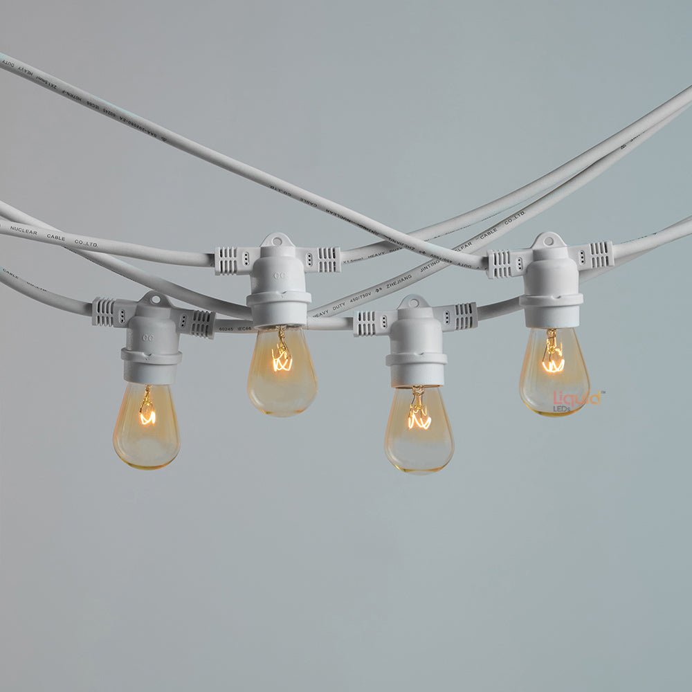 10m White Outdoor Festoon String Lights - LiquidLEDs™ - Festoon String