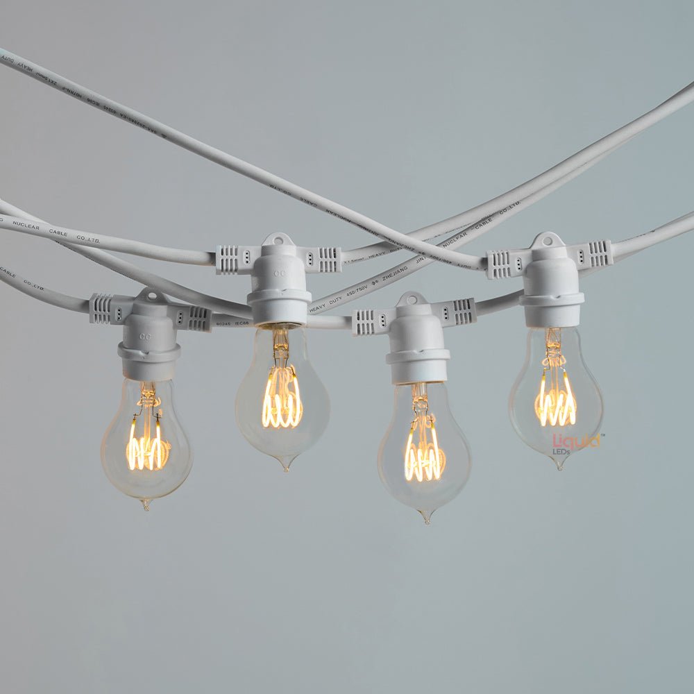 10m White Outdoor Festoon String Lights - LiquidLEDs™ - Festoon String