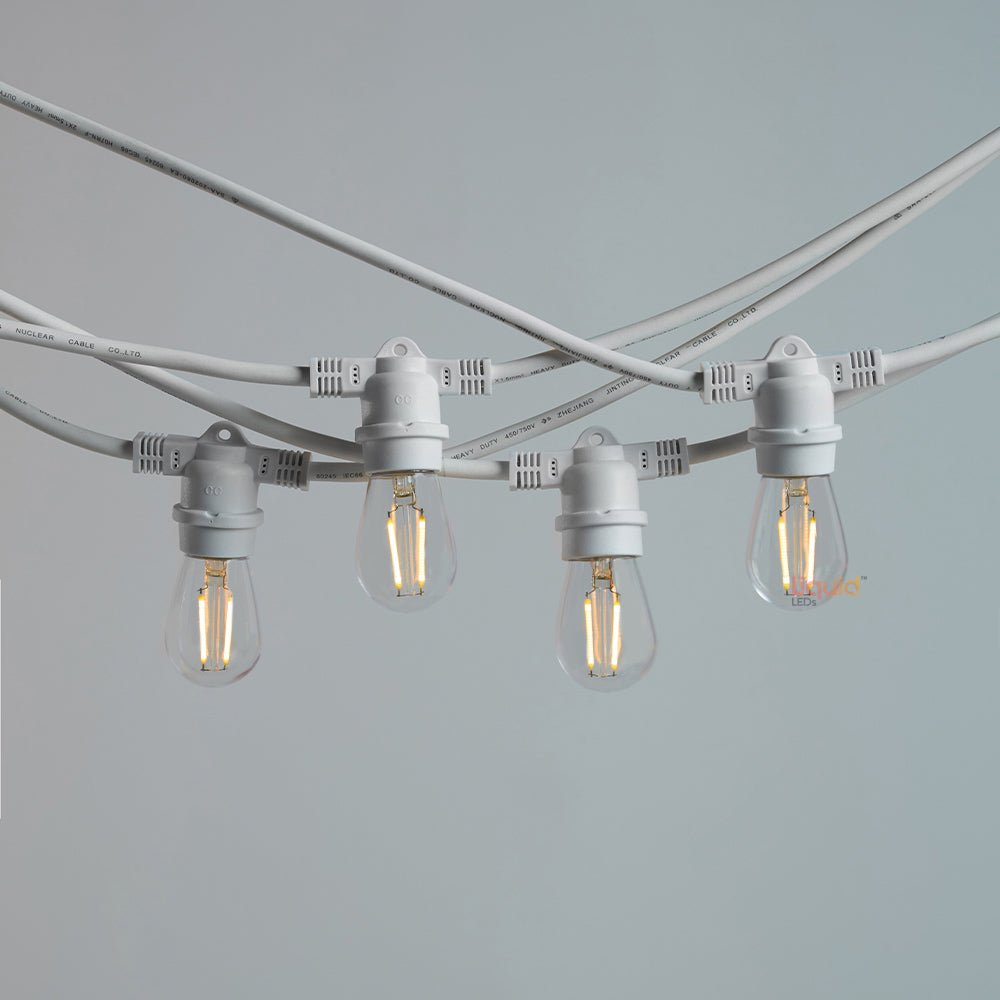 10m White Outdoor Festoon String Lights - LiquidLEDs™ - Festoon String