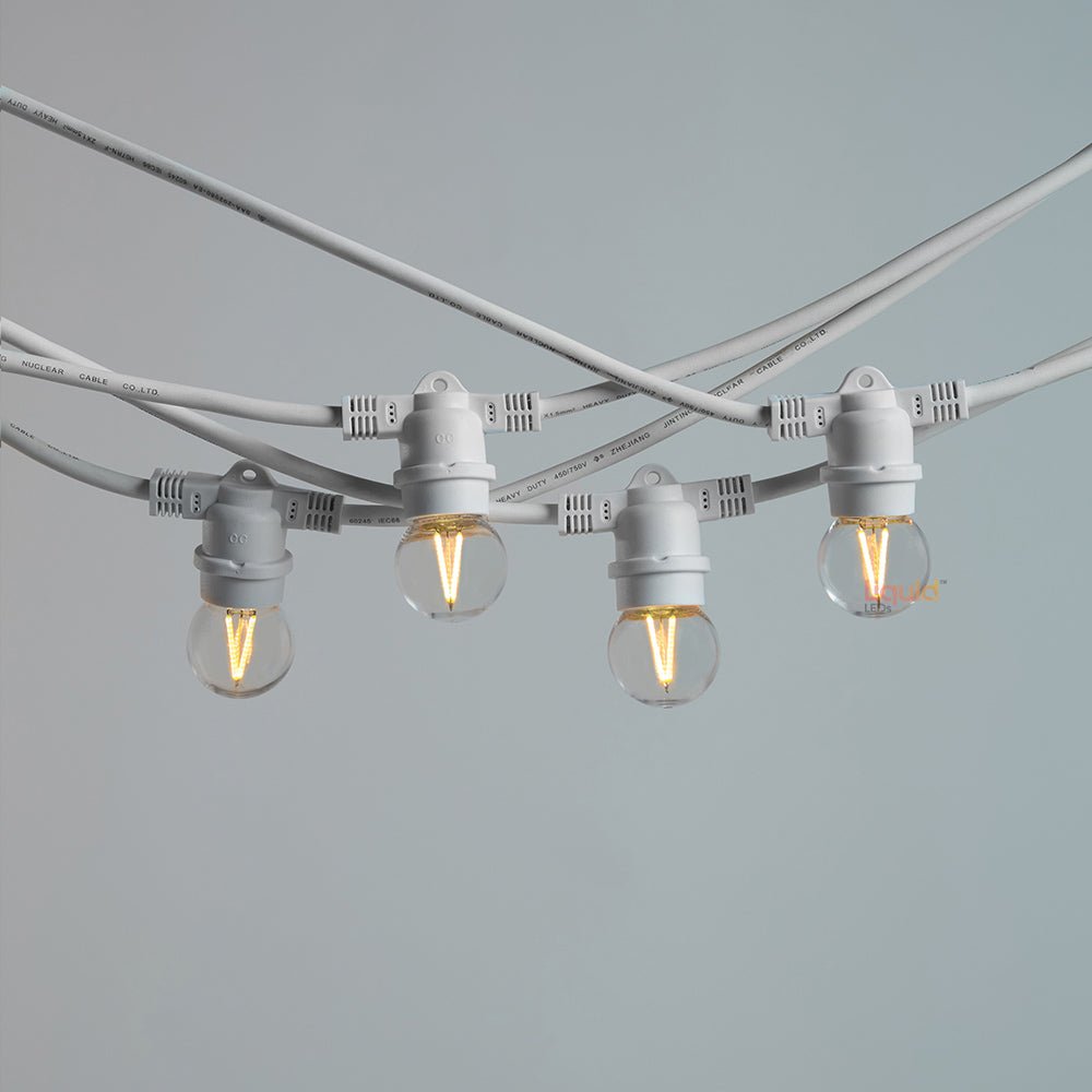 10m White Outdoor Festoon String Lights - LiquidLEDs™ - Festoon String