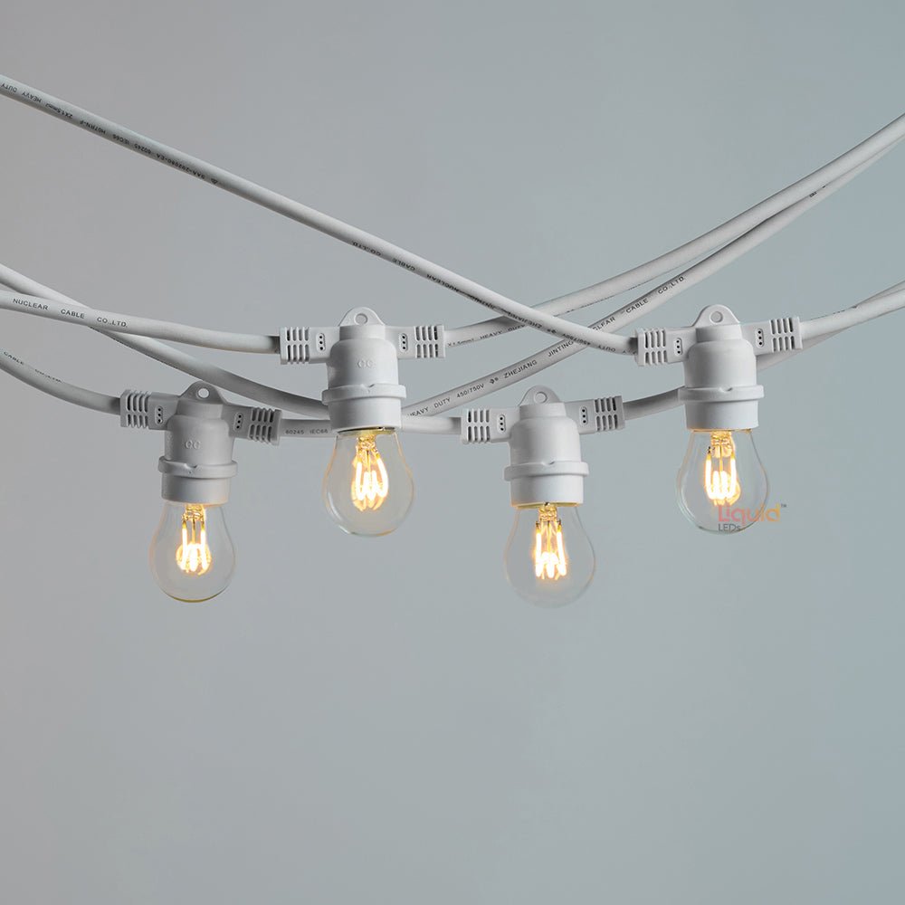 10m White Outdoor Festoon String Lights - LiquidLEDs™ - Festoon String