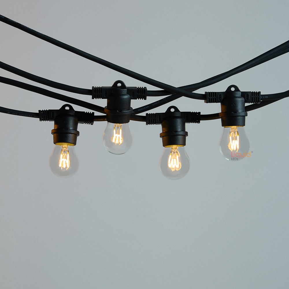 20m Black Outdoor Festoon String Lights - LiquidLEDs™ - Festoon String