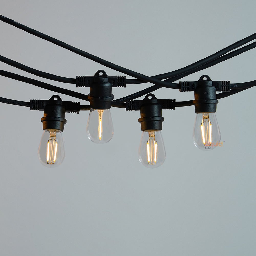 20m Black Outdoor Festoon String Lights - LiquidLEDs™ - Festoon String