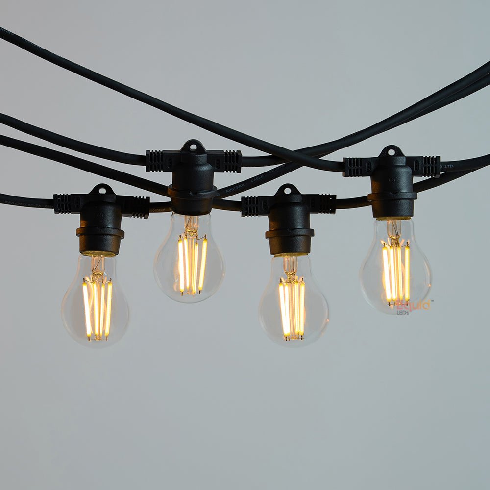 20m Black Outdoor Festoon String Lights - LiquidLEDs™ - Festoon String