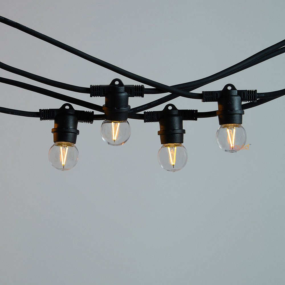 20m Black Outdoor Festoon String Lights - LiquidLEDs™ - Festoon String