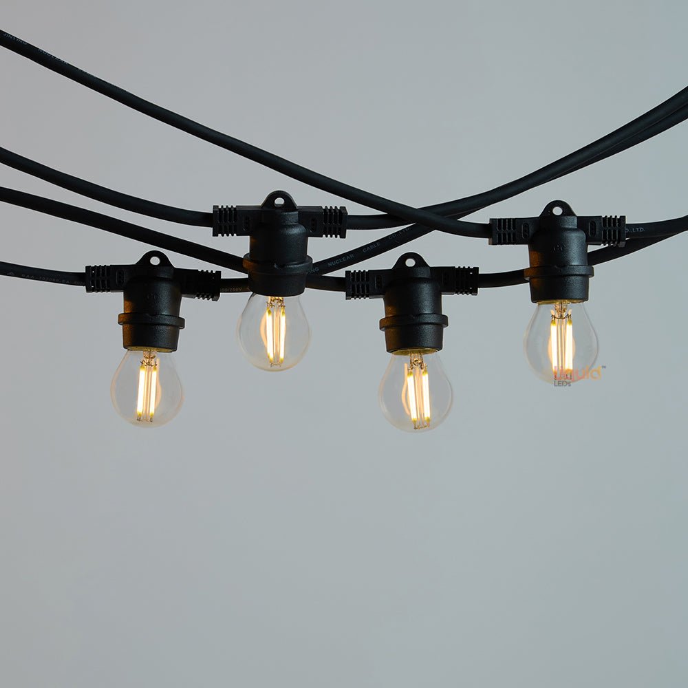 20m Black Outdoor Festoon String Lights - LiquidLEDs™ - Festoon String