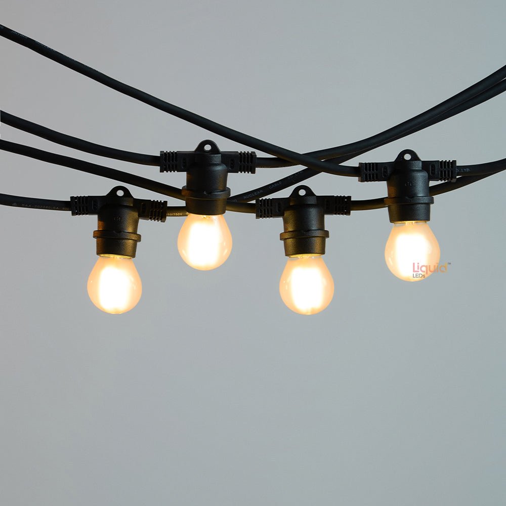 20m Black Outdoor Festoon String Lights - LiquidLEDs™ - Festoon String