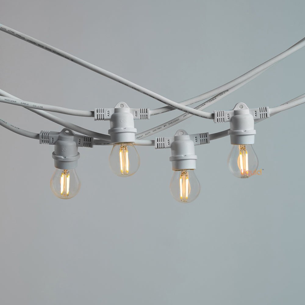 20m White Outdoor Festoon String Lights - LiquidLEDs™ - Festoon String