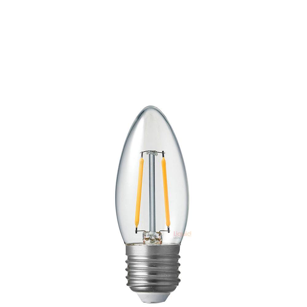 2W Candle LED Bulb E27 Clear in Warm White - LiquidLEDs™ - Candle Bulbs