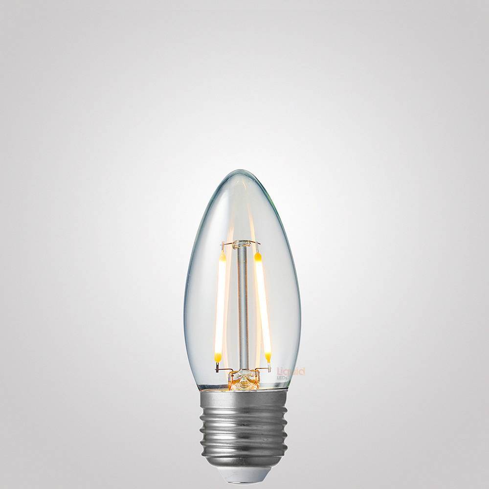 2W Candle LED Bulb E27 Clear in Warm White - LiquidLEDs™ - Candle Bulbs