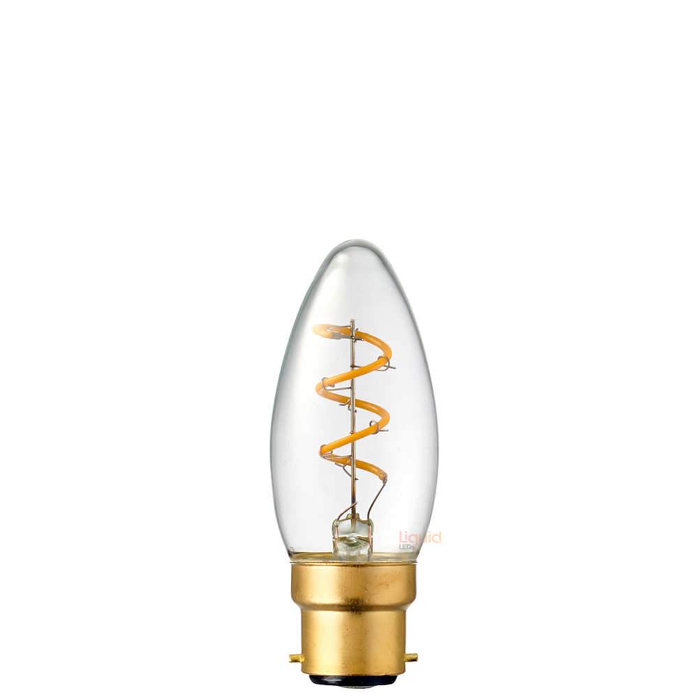 3W Candle Spiral LED Bulb B22 in Extra Warm - LiquidLEDs™ - Candle Bulbs