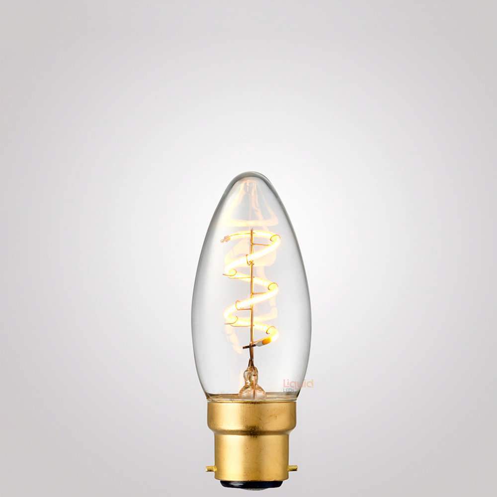 3W Candle Spiral LED Bulb B22 in Extra Warm - LiquidLEDs™ - Candle Bulbs