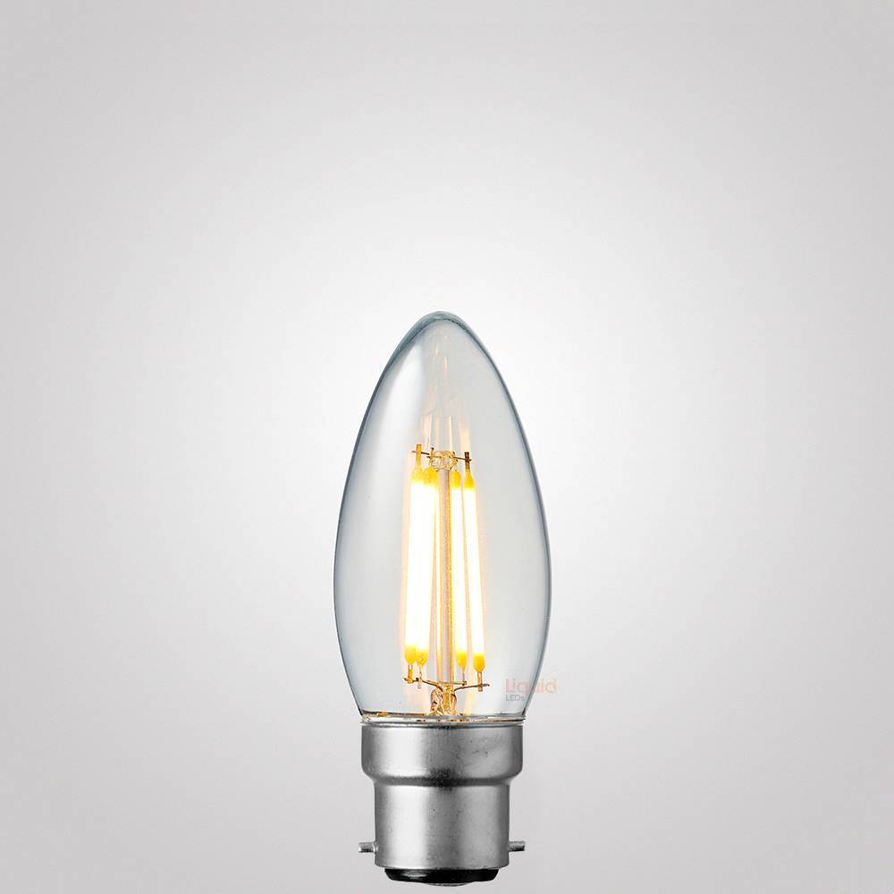 4W 12 Volt DC Candle LED Bulb B22 Clear in Warm White - LiquidLEDs™ - Candle Bulbs