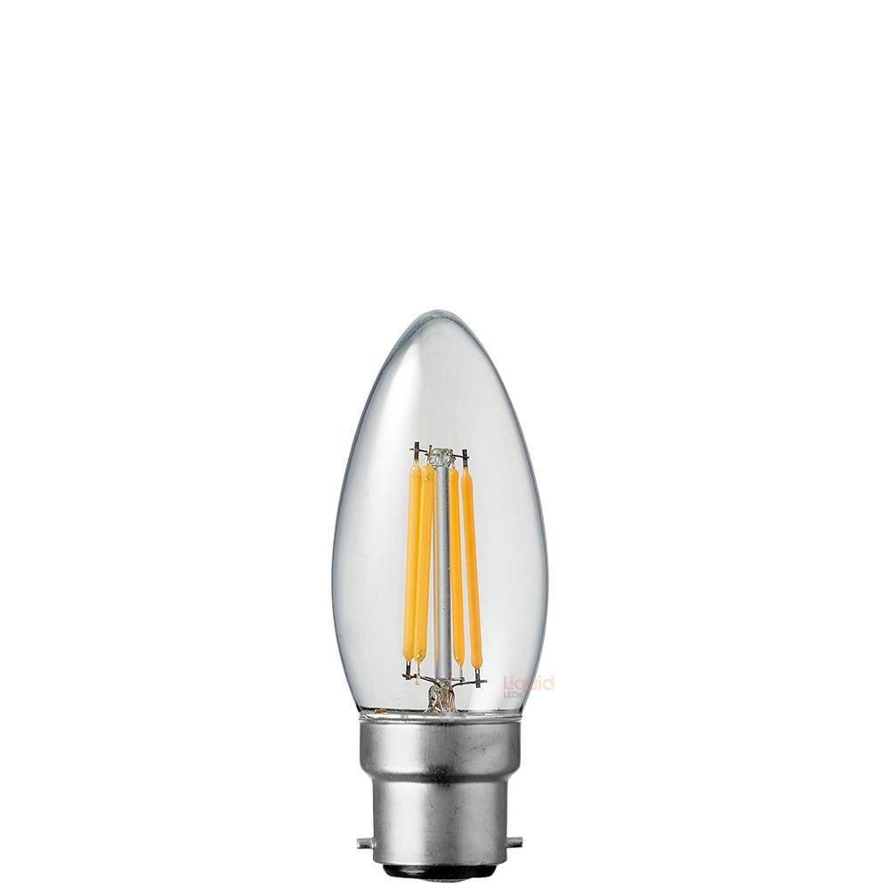 4W Candle LED Bulb B22 Clear in Soft White - LiquidLEDs™ - Candle Bulbs