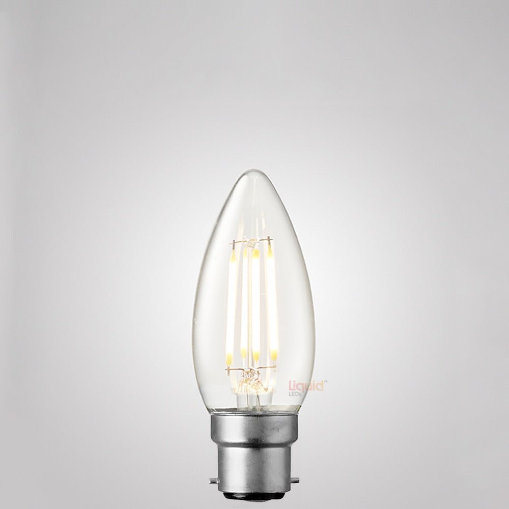 4W Candle LED Bulb B22 Clear in Soft White - LiquidLEDs™ - Candle Bulbs