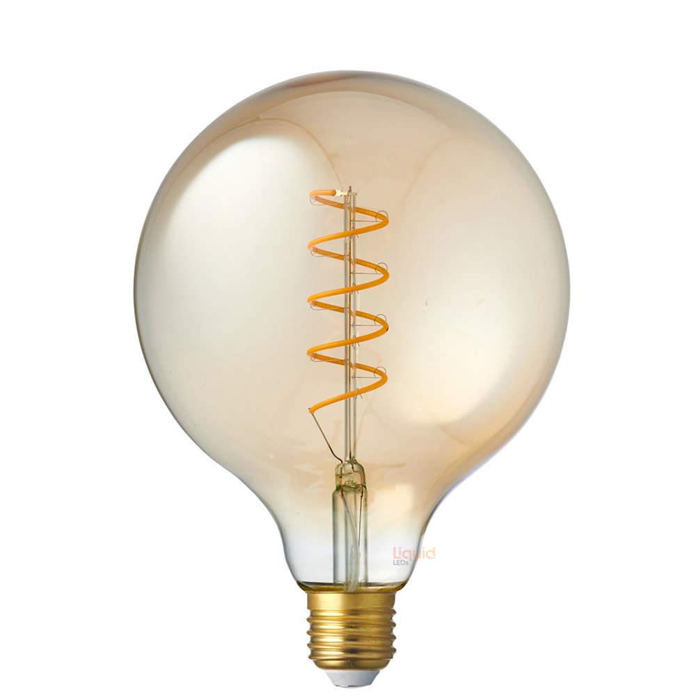 4W G125 Amber Spiral LED Bulb E27 in Extra Warm - LiquidLEDs™ - Globe Bulbs