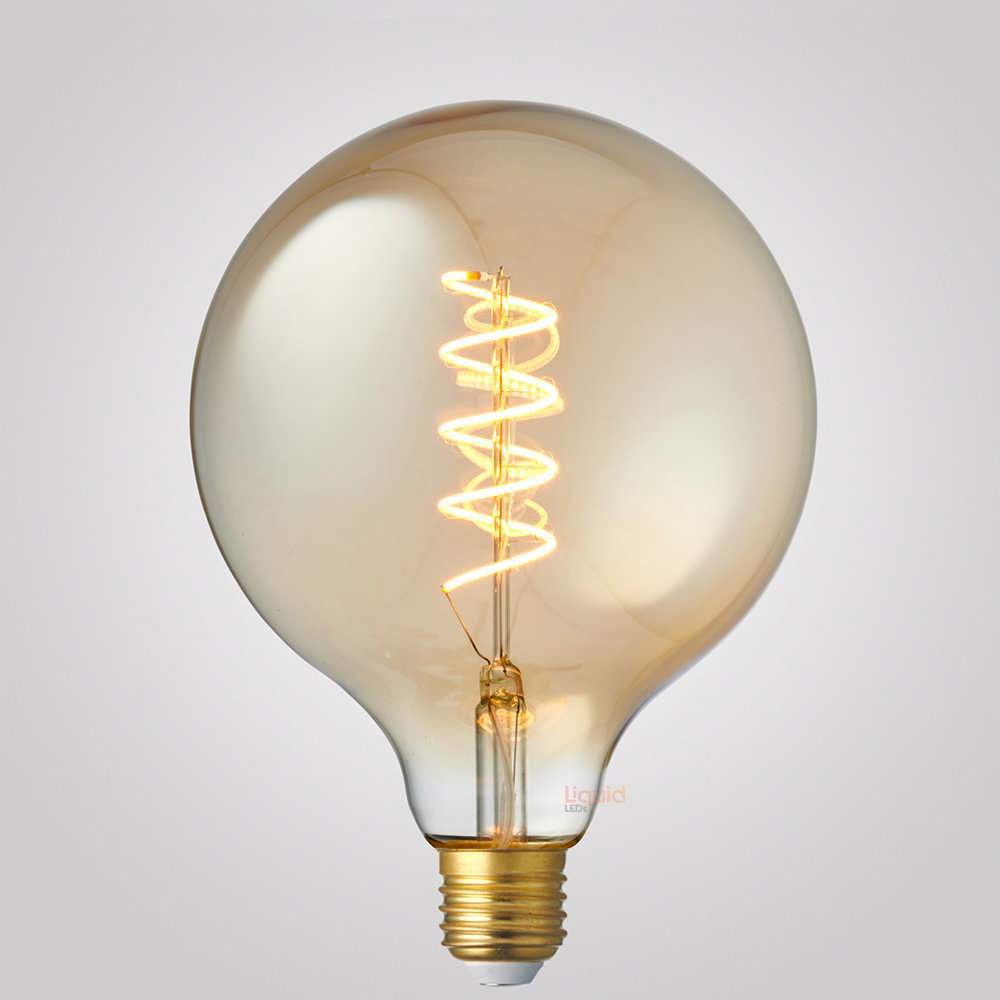 4W G125 Amber Spiral LED Bulb E27 in Extra Warm - LiquidLEDs™ - Globe Bulbs