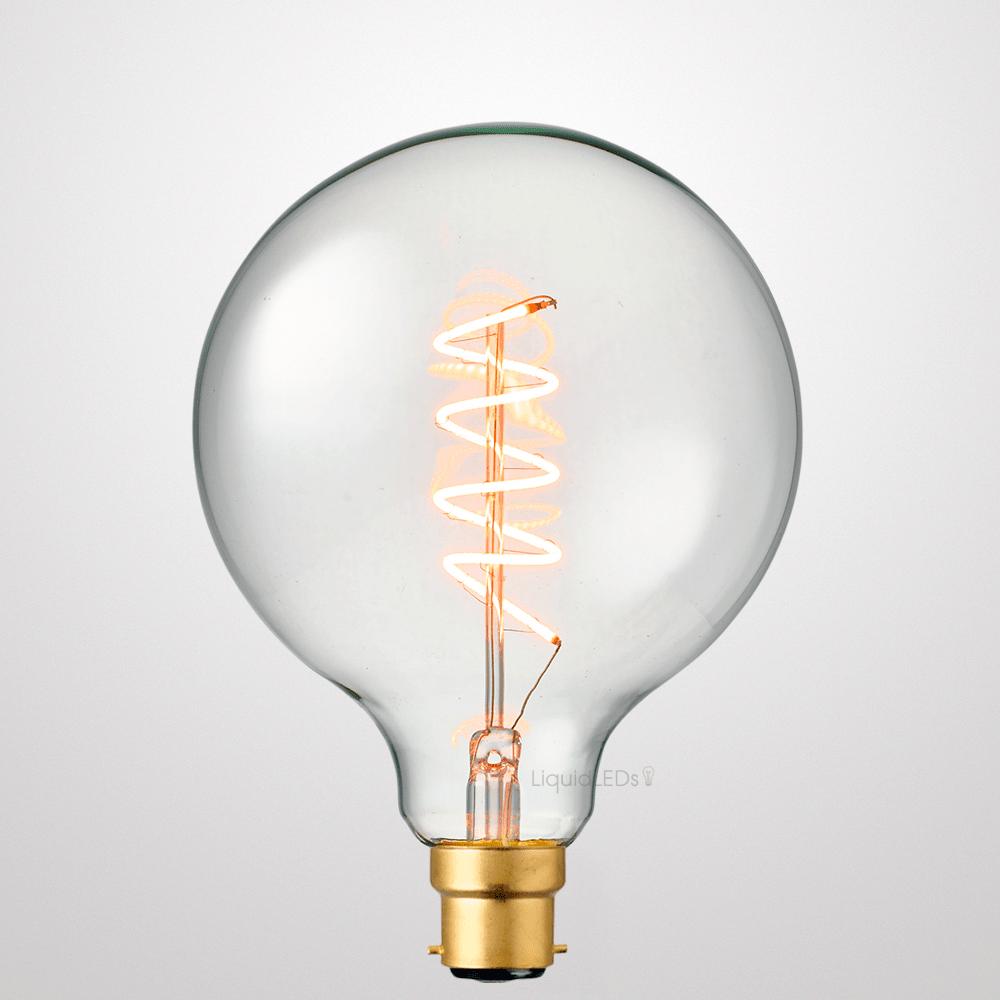 4W G125 Spiral LED Bulb B22 in Extra Warm - LiquidLEDs™ - Globe Bulbs