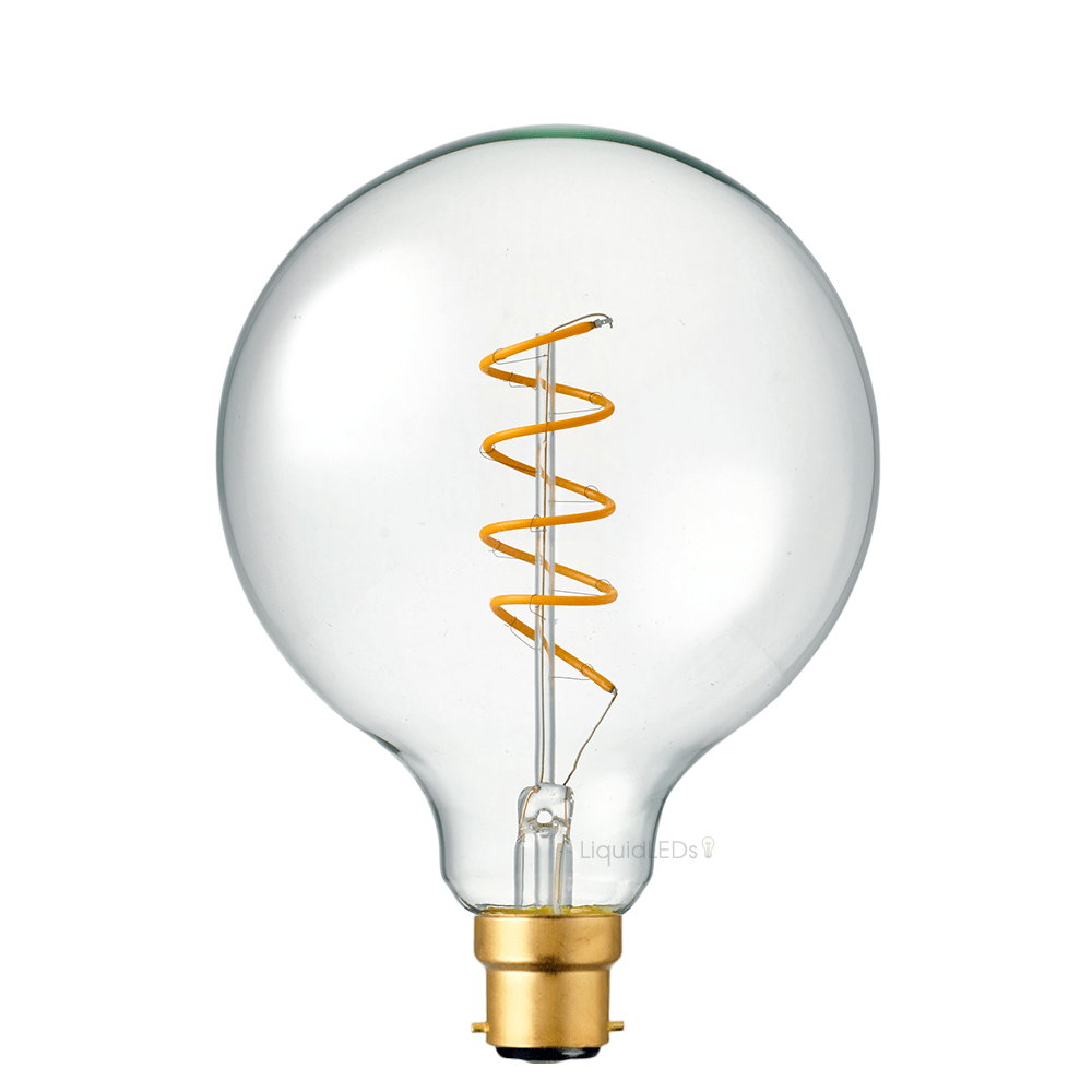 4W G125 Spiral LED Bulb B22 in Extra Warm - LiquidLEDs™ - Globe Bulbs
