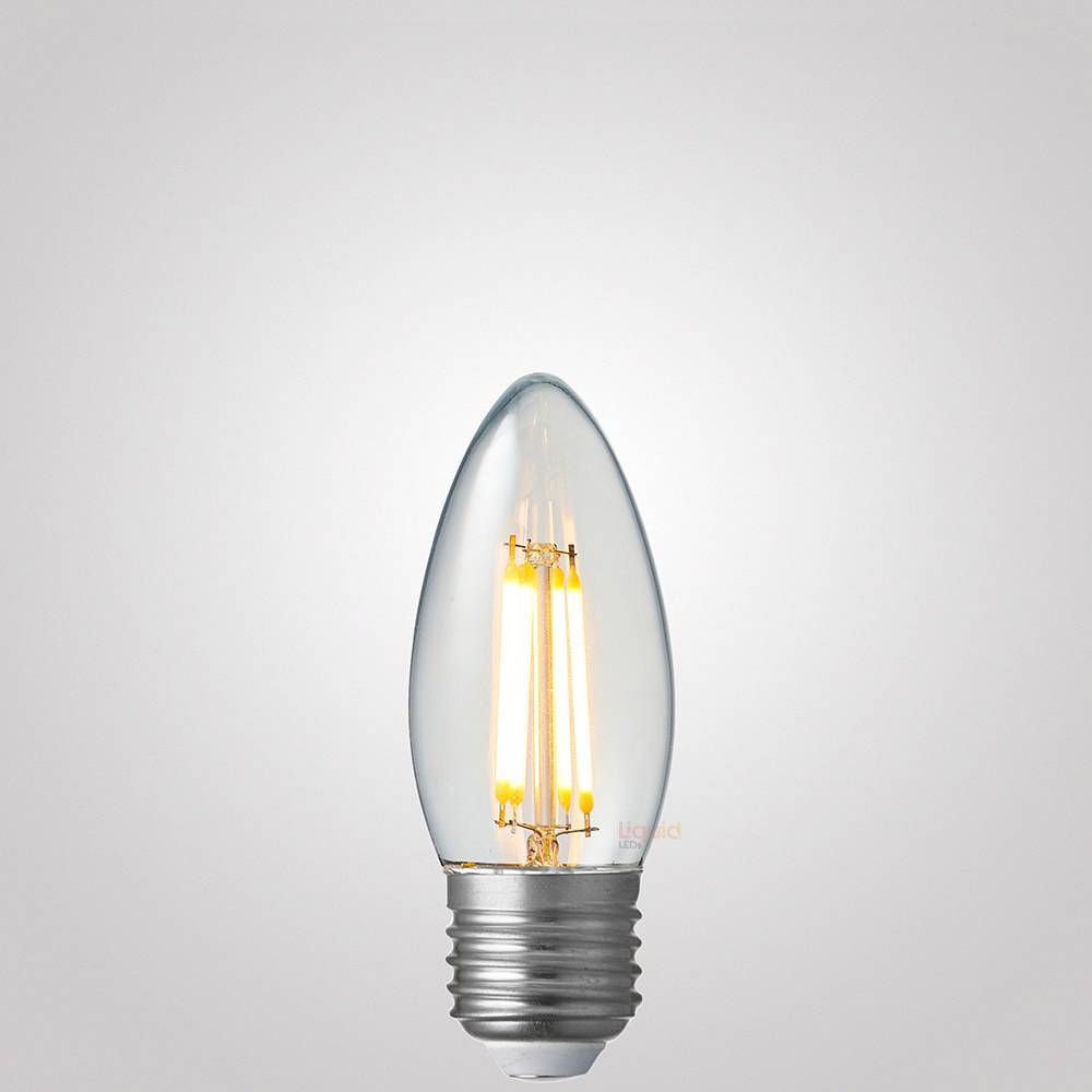 6W Candle LED Bulb E27 Clear in Warm White - LiquidLEDs™ - Candle Bulbs