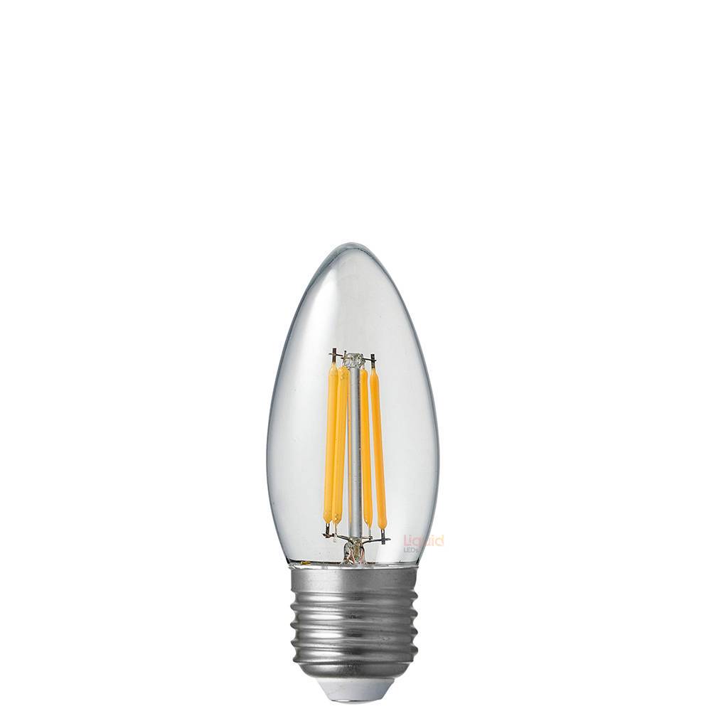 6W Candle LED Bulb E27 Clear in Warm White - LiquidLEDs™ - Candle Bulbs