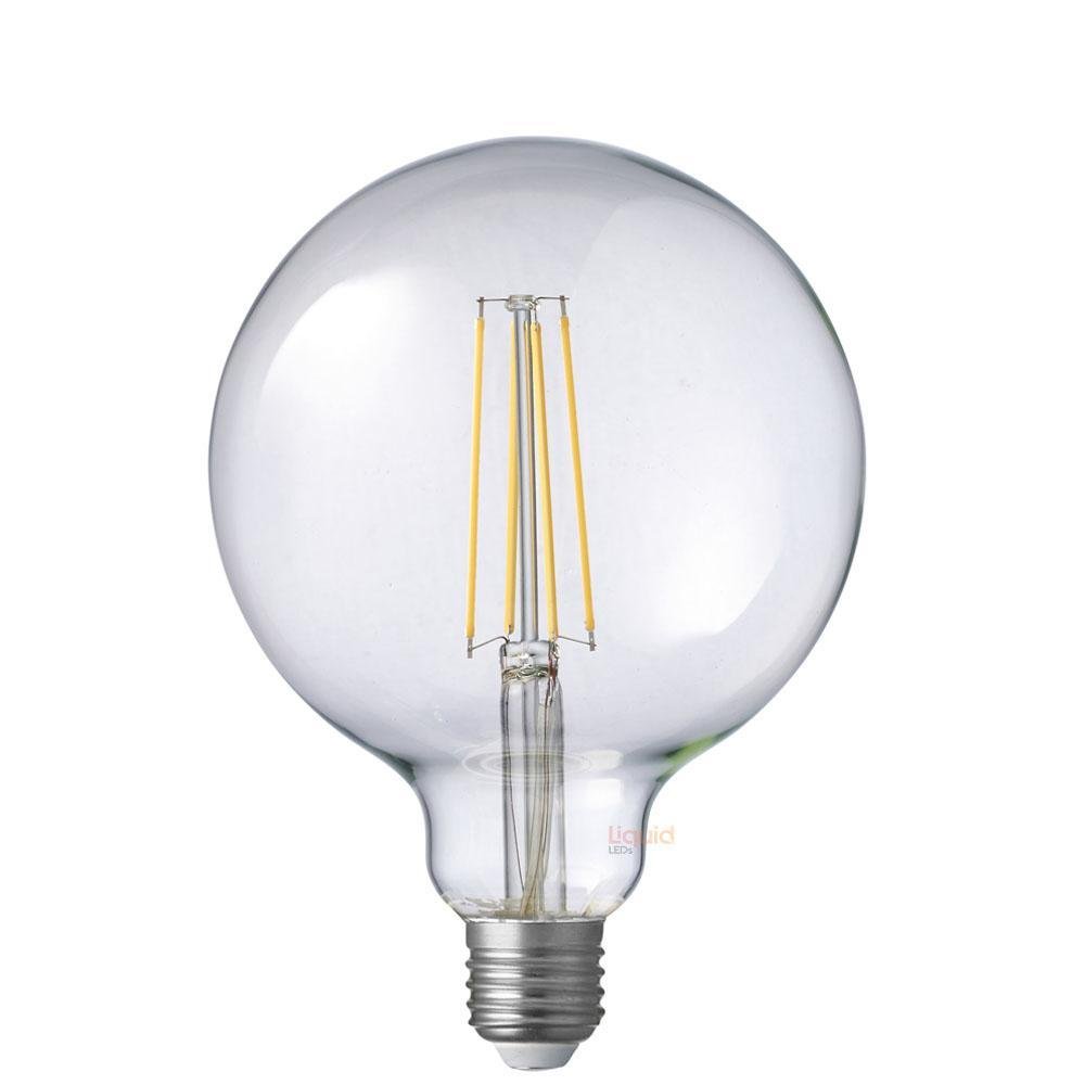 8W G125 LED Globe E27 Clear in Natural White - LiquidLEDs™ - Globe Bulbs