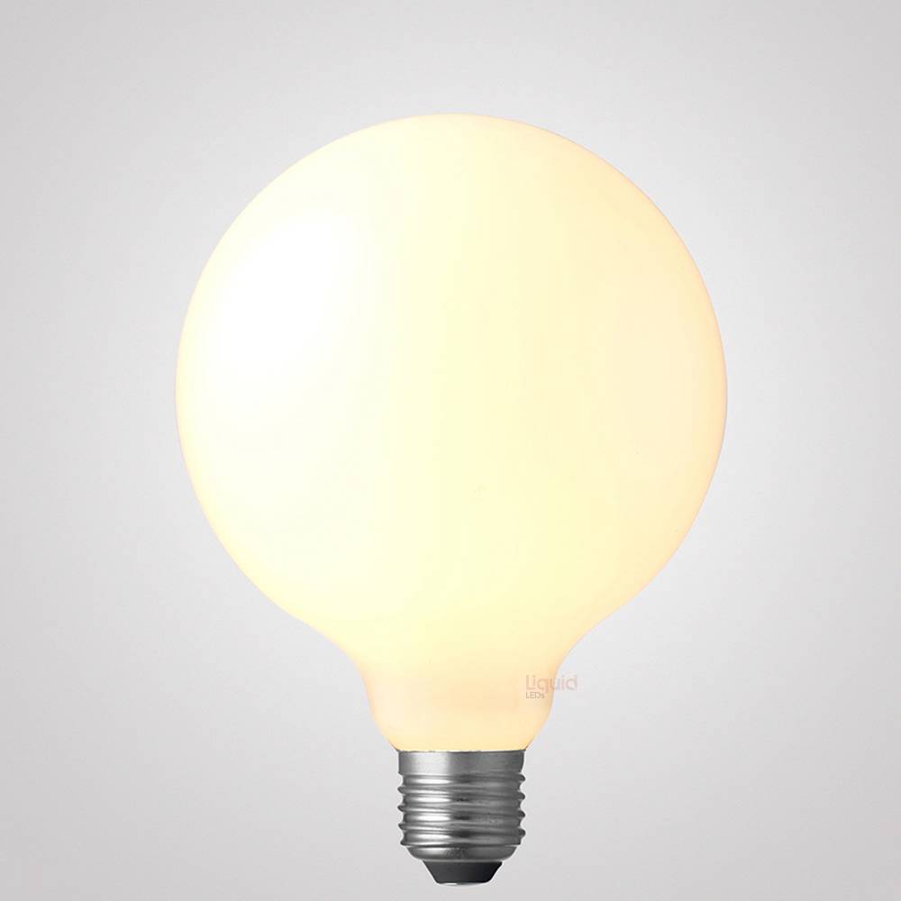 8W G125 LED Globe E27 Opal in Warm White - LiquidLEDs™ - Globe Bulbs