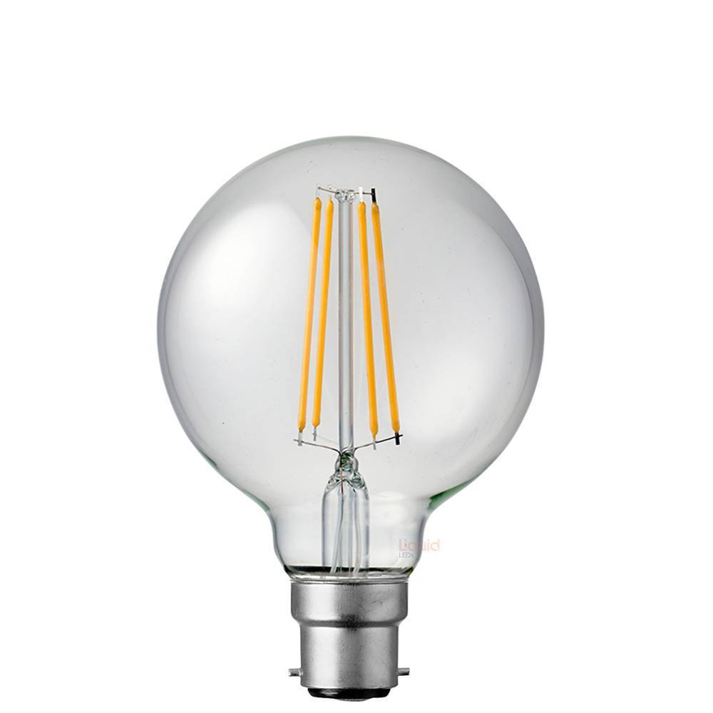 8W G95 LED Globe B22 Clear in Warm White - LiquidLEDs™ - Globe Bulbs