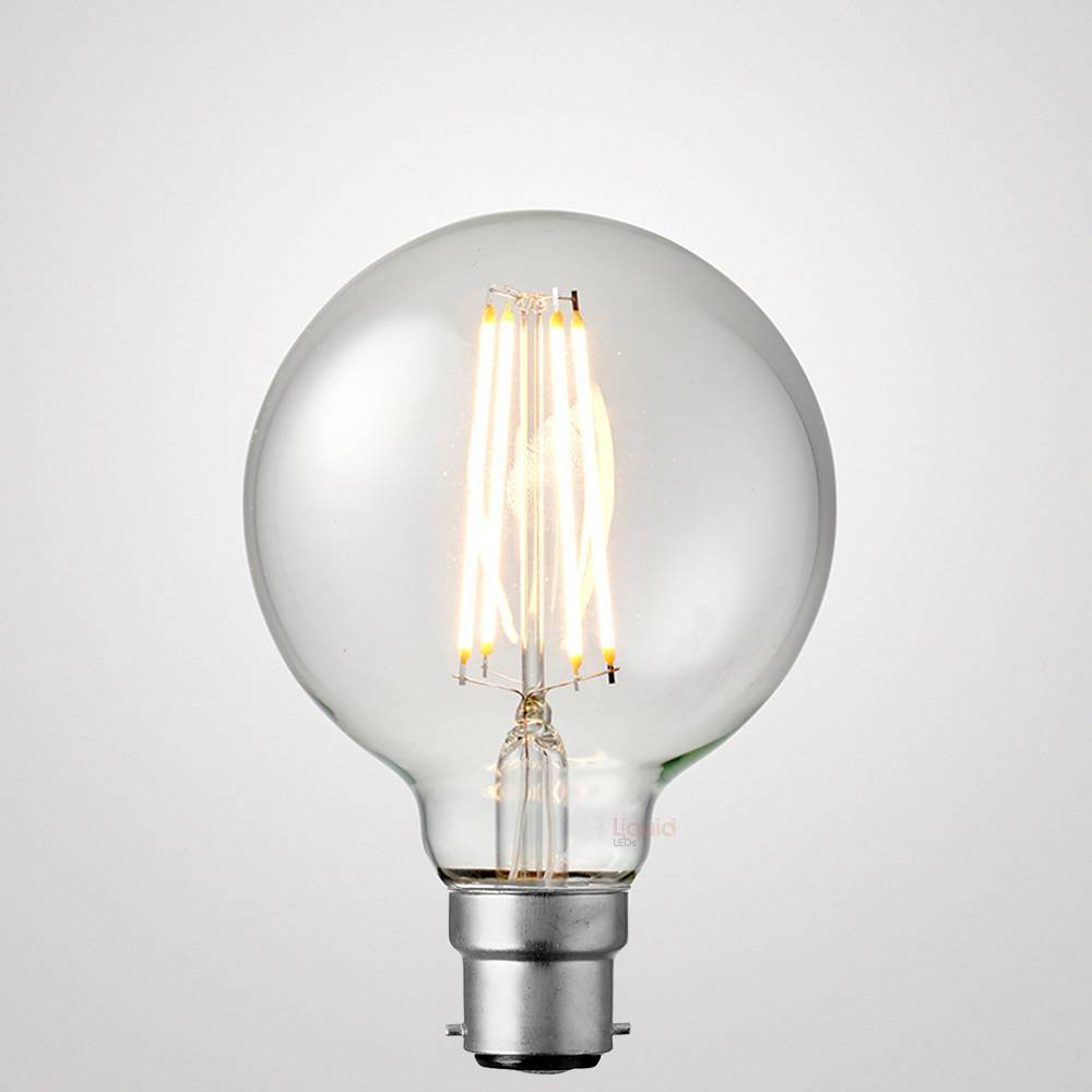 8W G95 LED Globe B22 Clear in Warm White - LiquidLEDs™ - Globe Bulbs