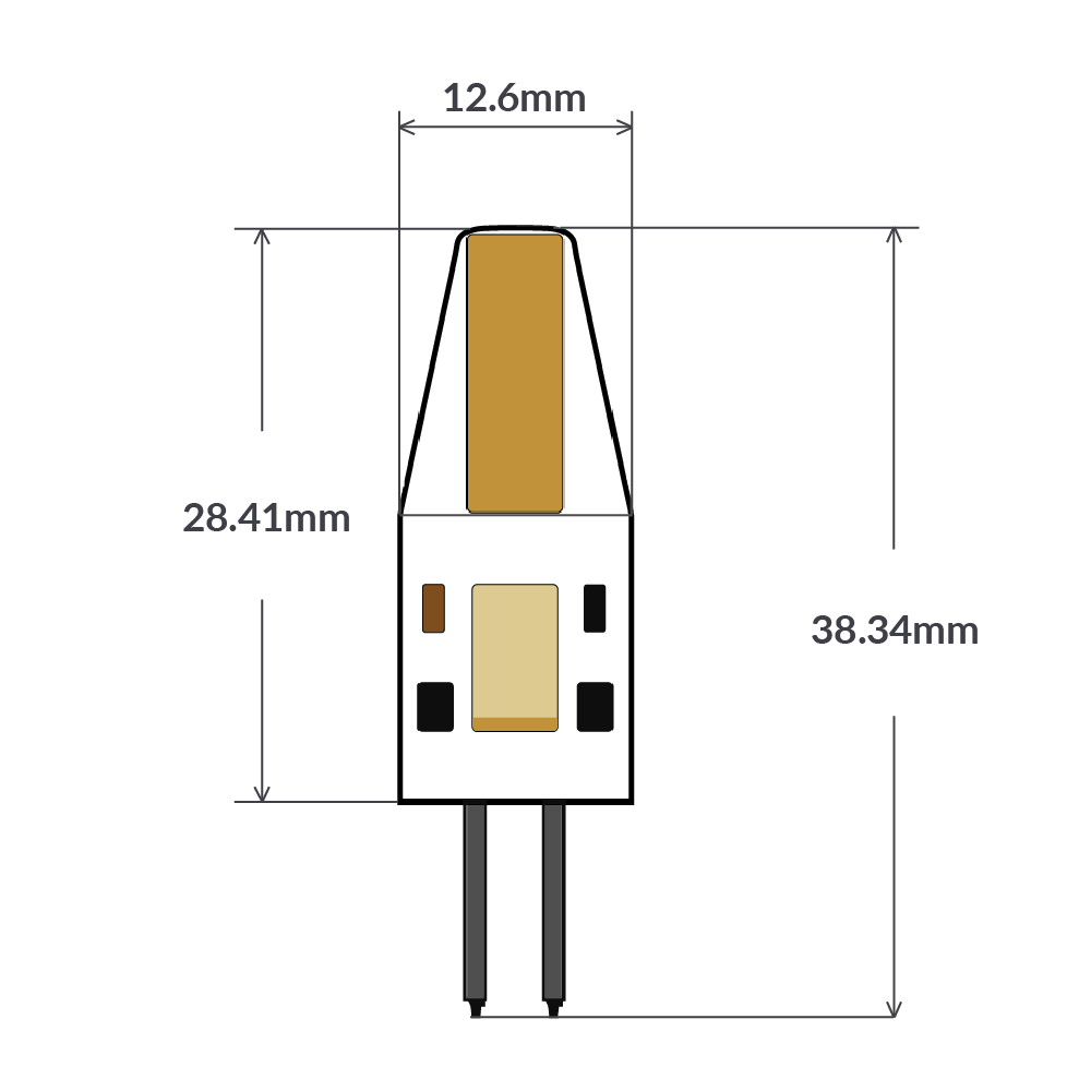 Dulora 2W G4 LED Capsule Clear in Warm White Dimensions