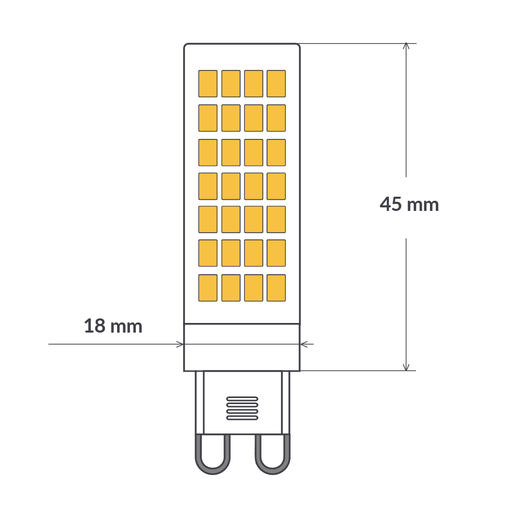 Dulora 5W G9 LED Bulb in Warm White Dimensions