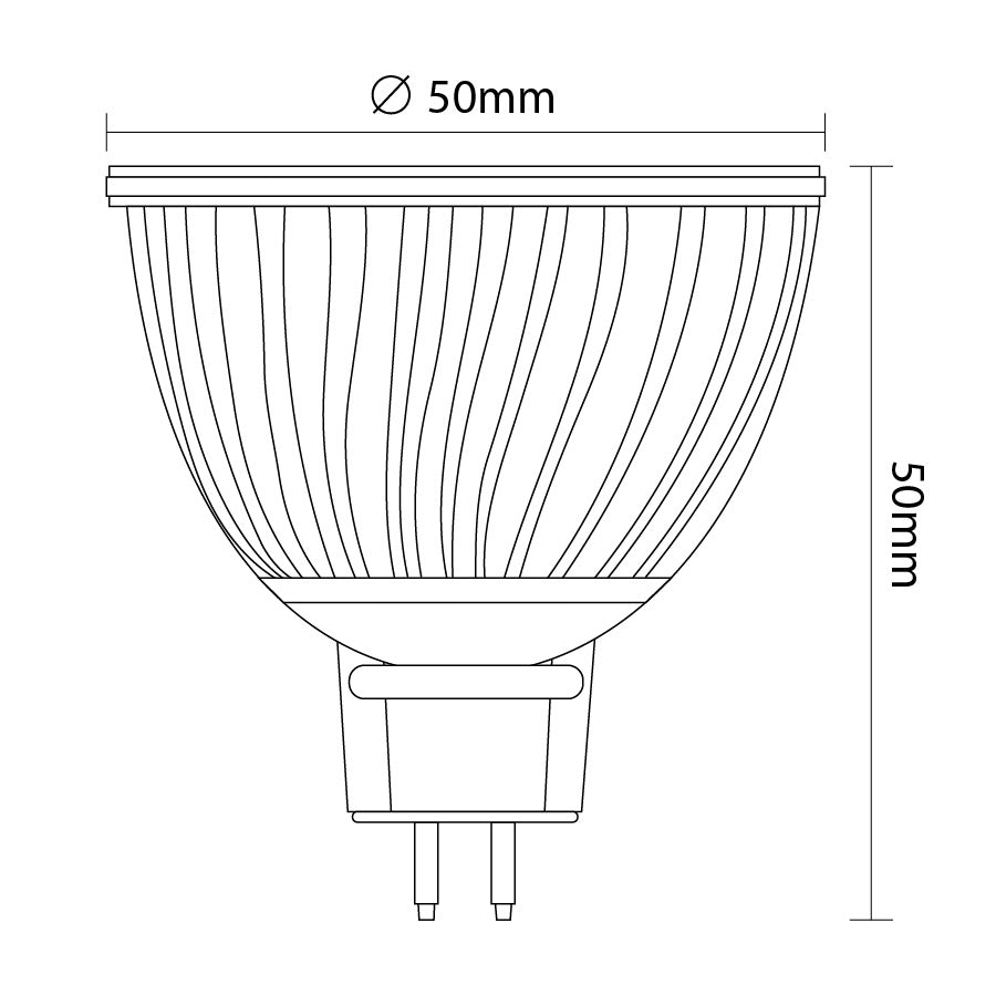 Dimension of 7W MR16 LED Spotlight in Warm White