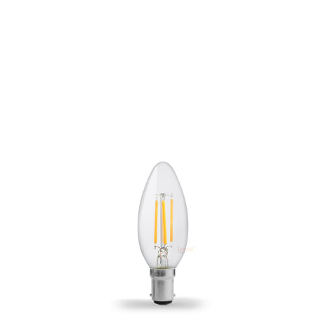 Lampadina LED a candela da 2,5 W B15 trasparente in bianco caldo