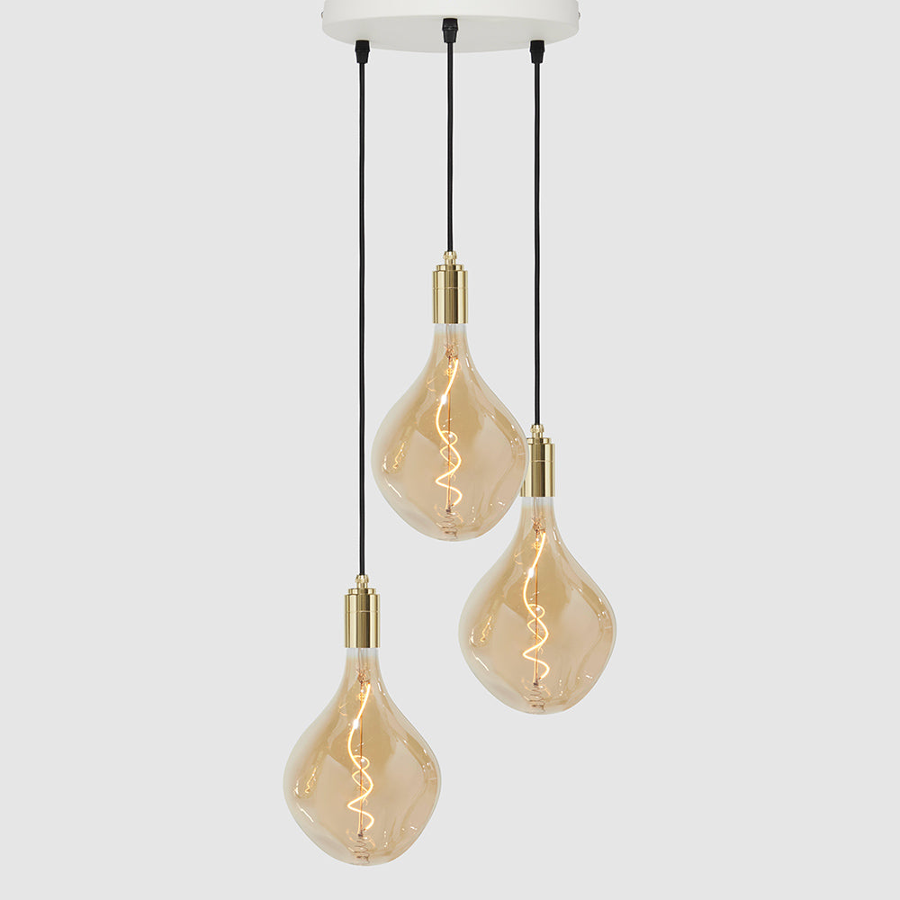 3 Drop Pendant Light + Designer 180mm Amber