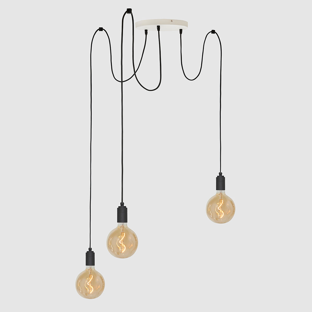 3 Drop Pendant Light + Designer 125mm Amber