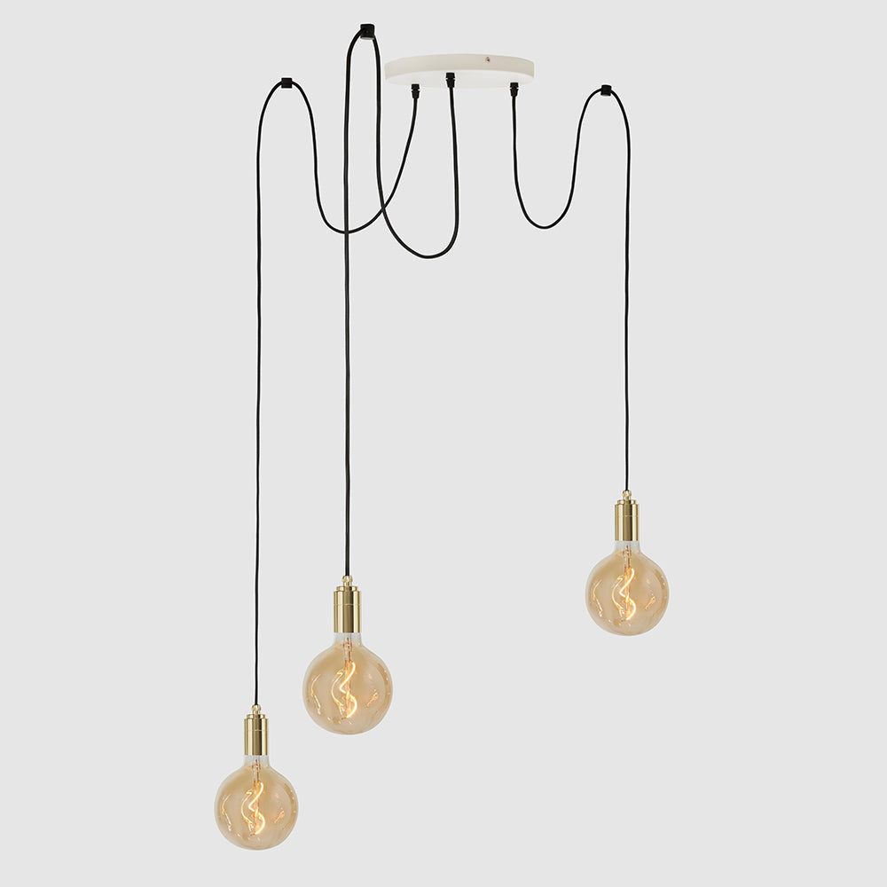 3 Drop Pendant Light + Designer 125mm Amber