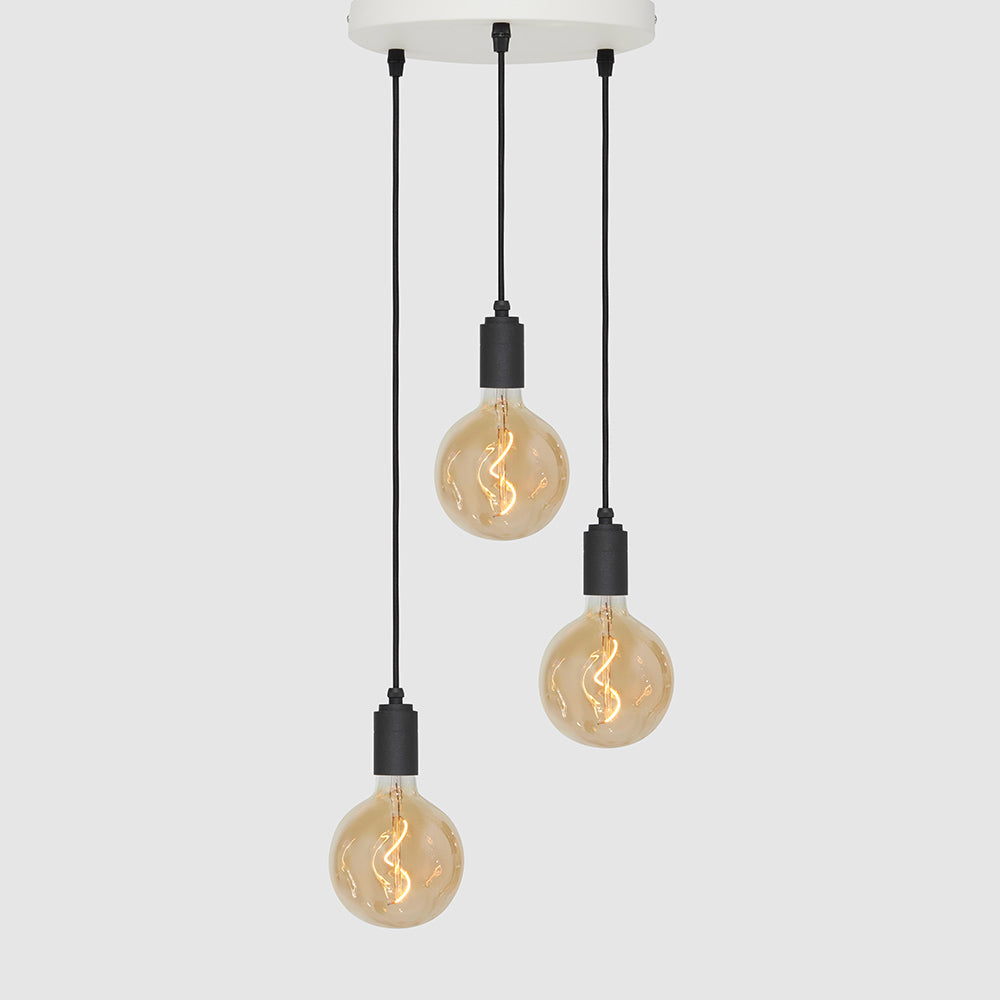 3 Drop Pendant Light + Designer 125mm Amber