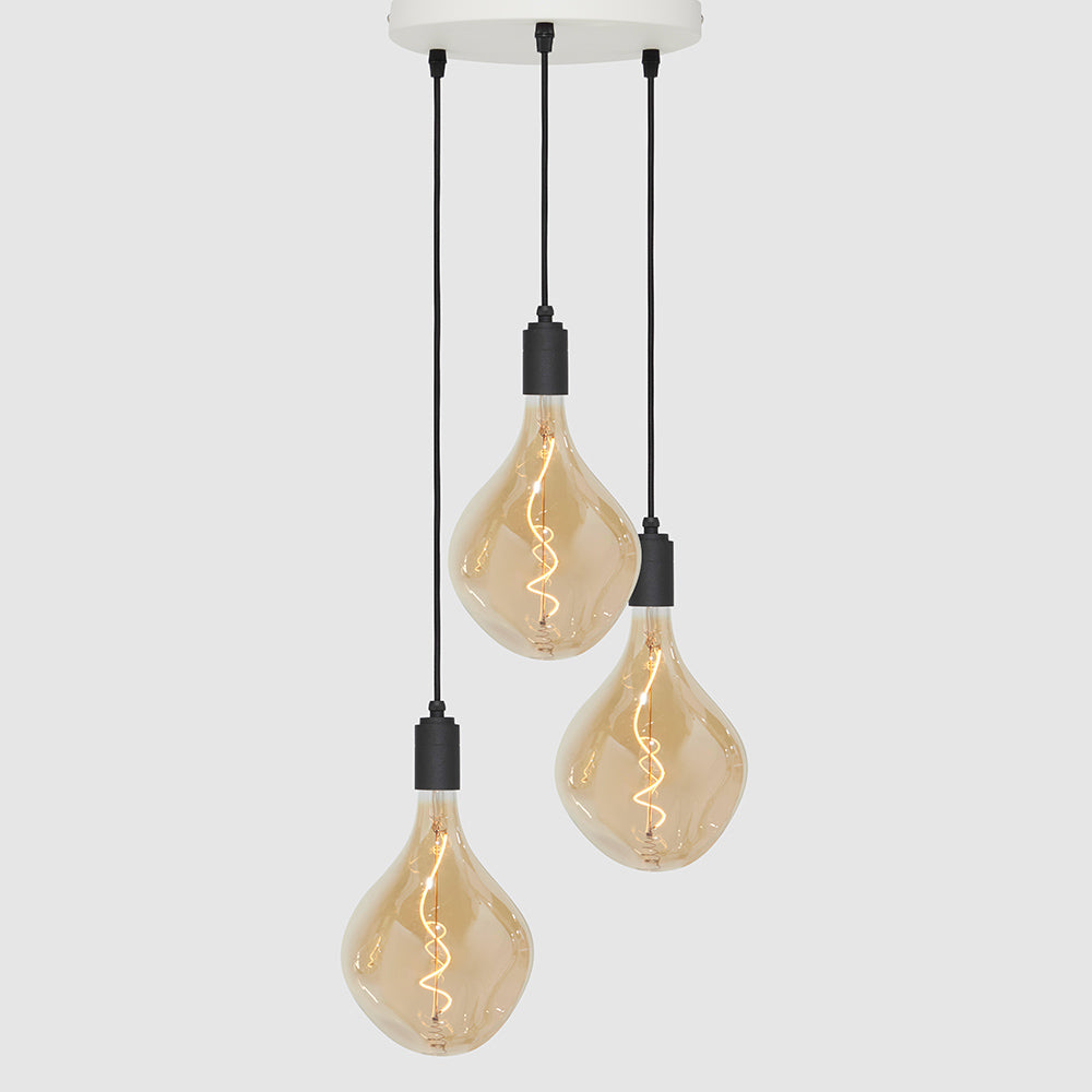 3 Drop Pendant Light + Designer 180mm Amber