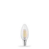 Lampadina LED a candela da 4 W E14 trasparente in bianco naturale