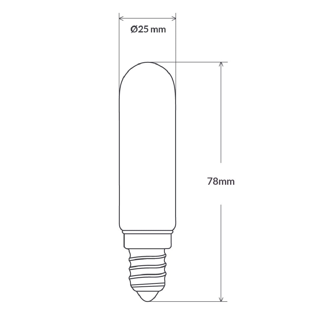 Dimension of 4W Tubular LED E12 Clear in Warm White