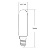 Dimension of 4W Tubular LED E14 Clear in Natural White